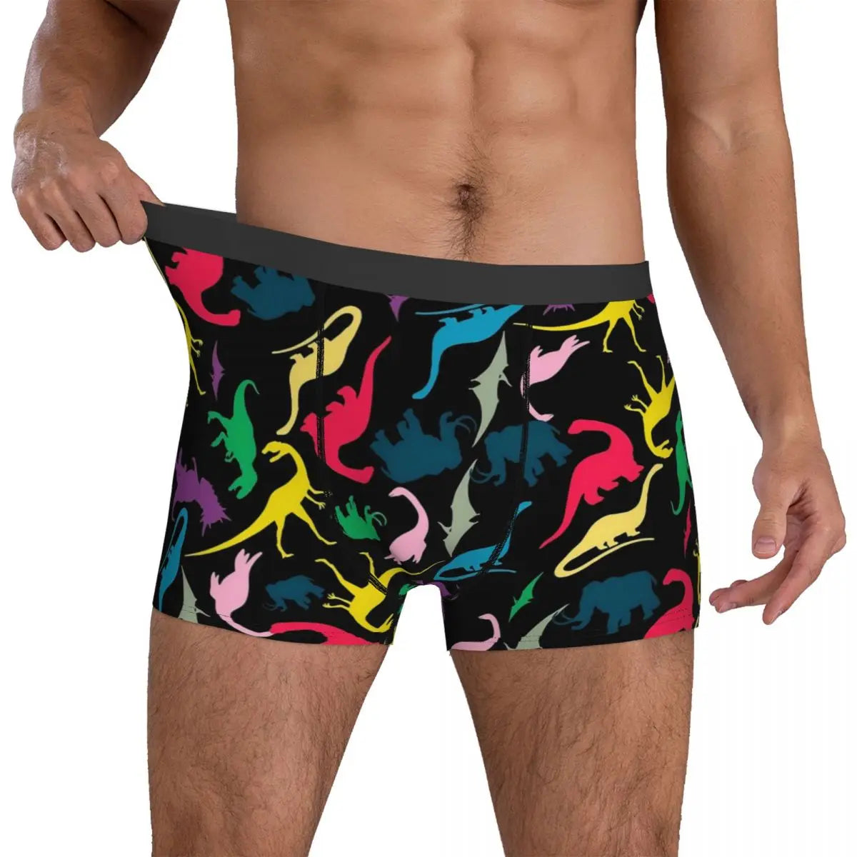 Cute Dinosaur Print Underwear Colorful Animal Pouch Hot Boxer Shorts Printed Boxer Brief Funny Males Panties Plus Size