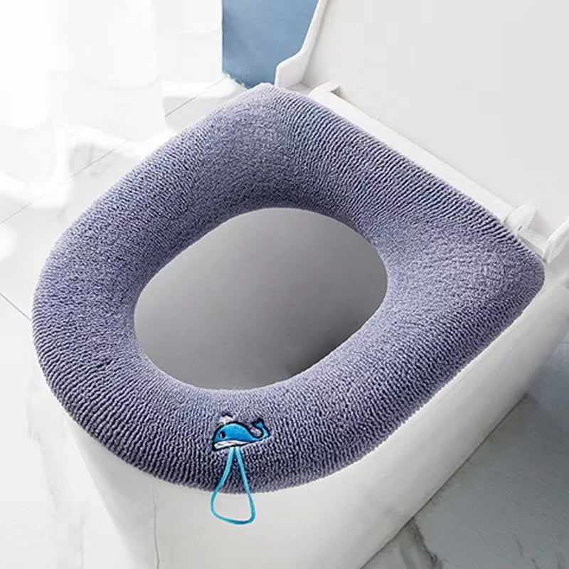 Bathroom Toilet Seat Cover Soft Warmer Washable Mat Cover Pad Cushion Seat Case Toilet Lid Cover