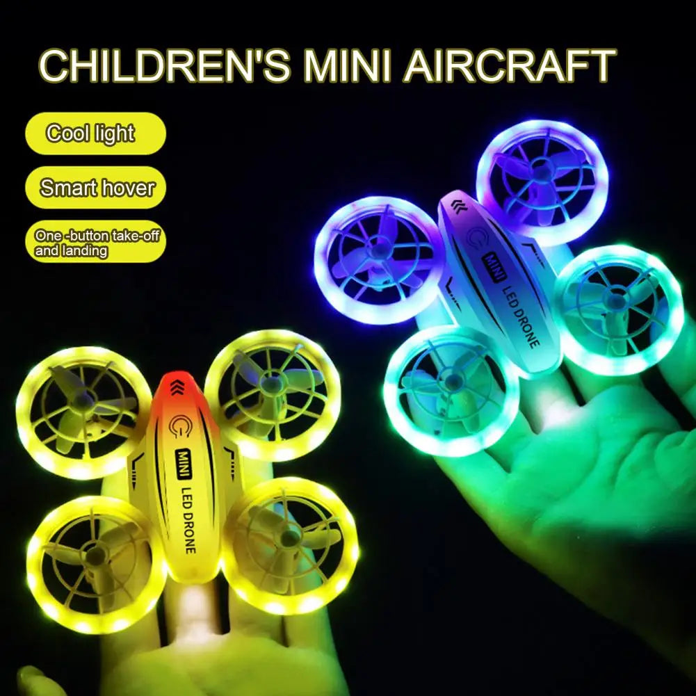 Kids Mini Drone Remote Control Colorful LED Quadcopter 360° Flip Shockproof Full Propeller Protect RC Drone