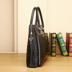 Real Cowhide Men's Bag Crocodile Pattern Briefcase Men's Handbag Genuine Leather Bag Shoulder bag