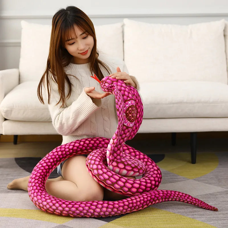 Snake Realistic Cobra Figure Lifelike Python Plush Toy Soft Stuffed Animal Decor Birthday Gifts for Children