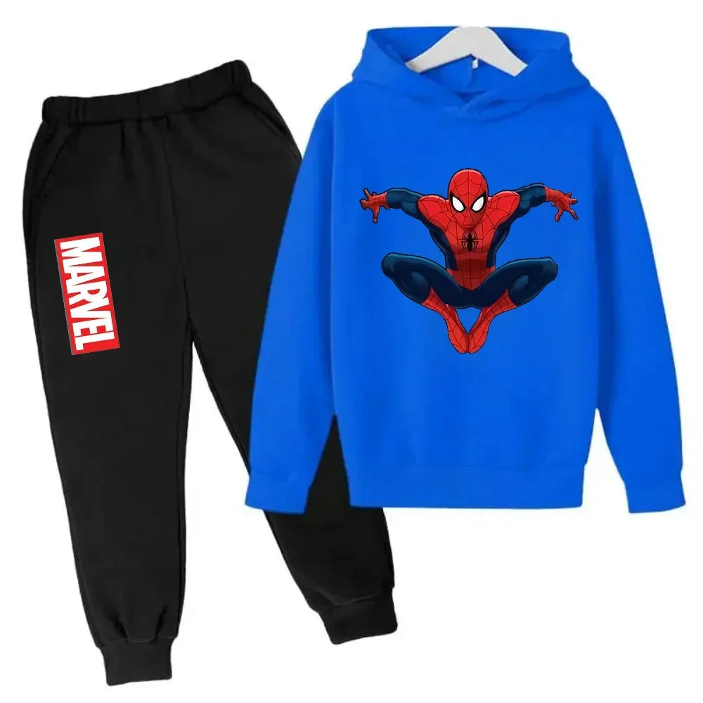 Marvel Spiderman Kids Hoodies Pant Suit 2pcs Set Boy Girl Spring Autumn Sweatshirt Clothes Tracksuits Children Hooded Sportsuit