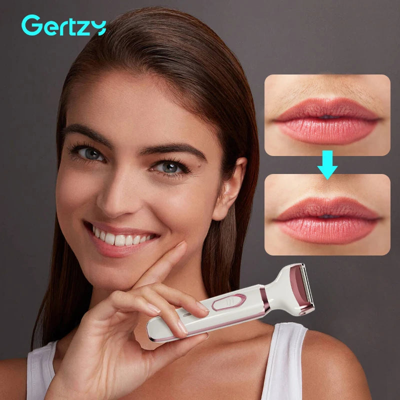 4-in-1 Rechargeable Electric Razor for Women - Face, Nose, Legs, Underarm, Bikini Trimmer - Wet & Dry, Painless Grooming Kit