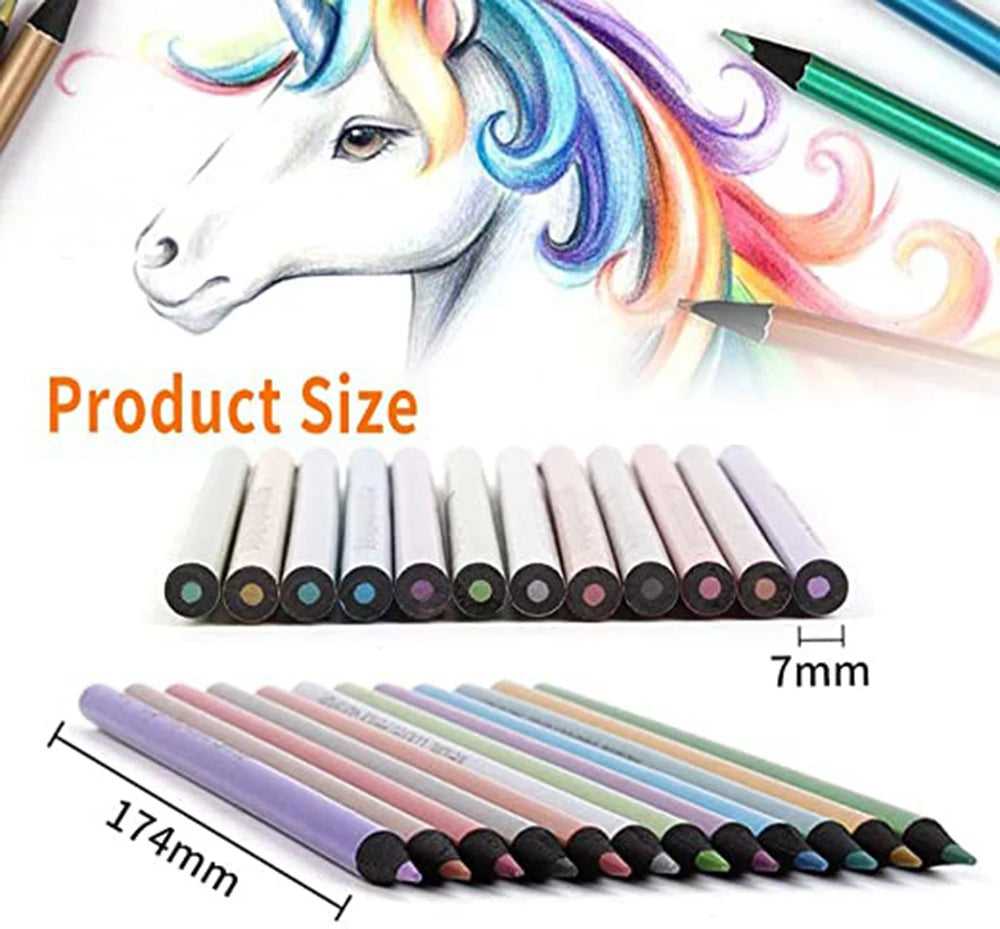 12 Colors Metallic Pencil Colored Drawing Pencil Sketching Pencil