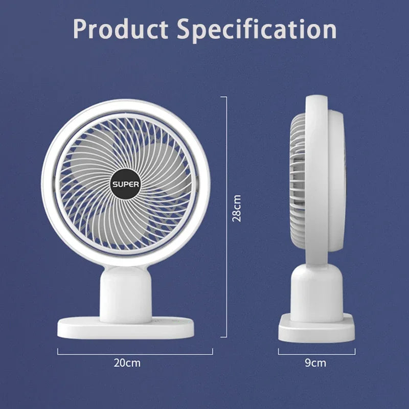 Mini USB Fan Portable Desk Fan with Light