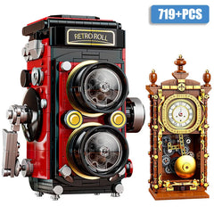 City Series MOC Classic Pendulum Clock Retro Camera Building Blocks DIY Assemble Vintage Camera Bricks Toys