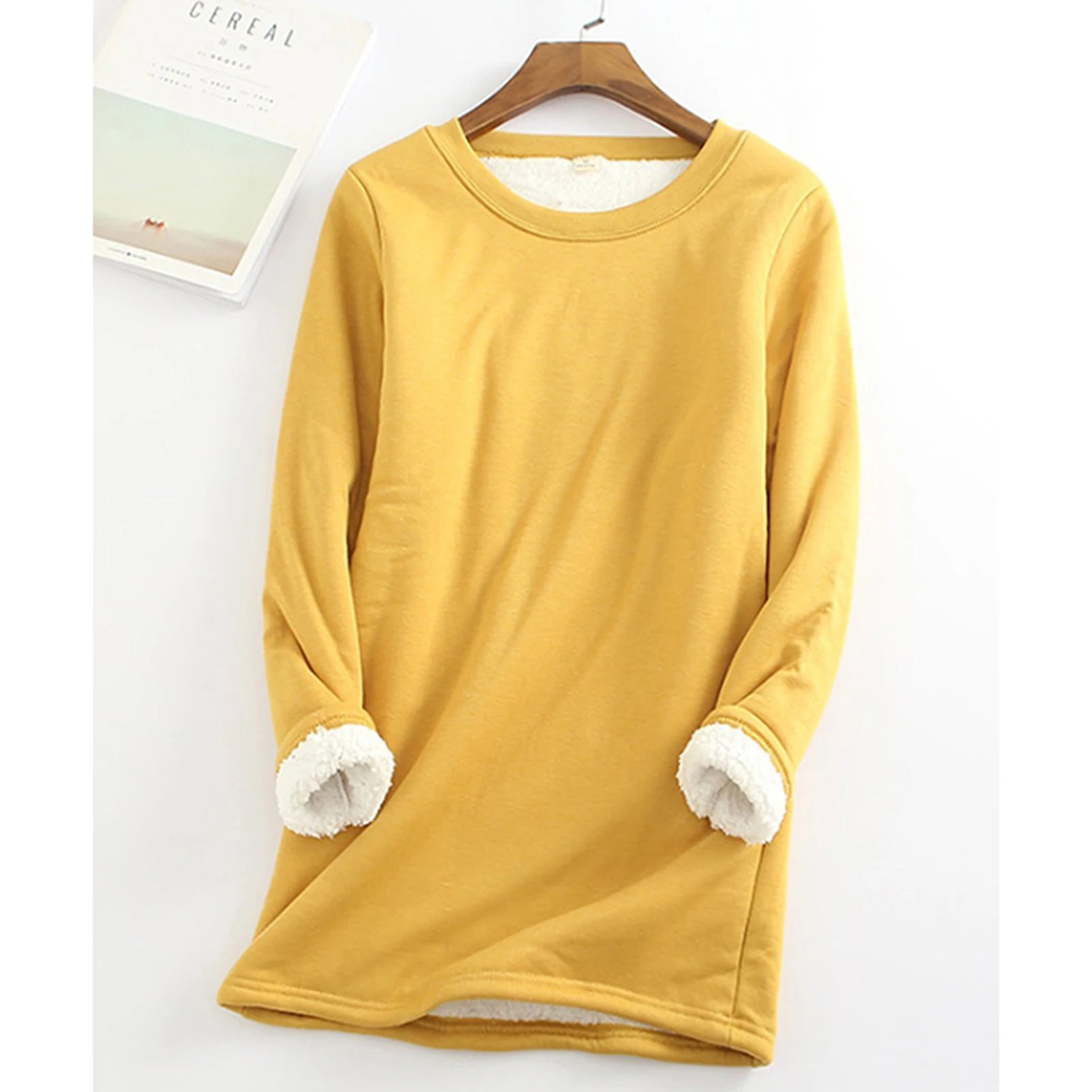 Women's Warm Fleece Top Lady Autumn Warm Sweater Suitable for Going Shopping Wear