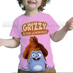 Kids Grizzy and the Lemmings 3D Print T Shirts Children Cartoon T-shirts