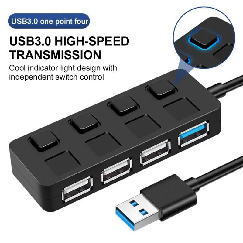 RYRA USB Hub 3.0 Type-C High Speed 5Gbps Multi-Splitter Adapter With Switch For Laptop Computer Accessories