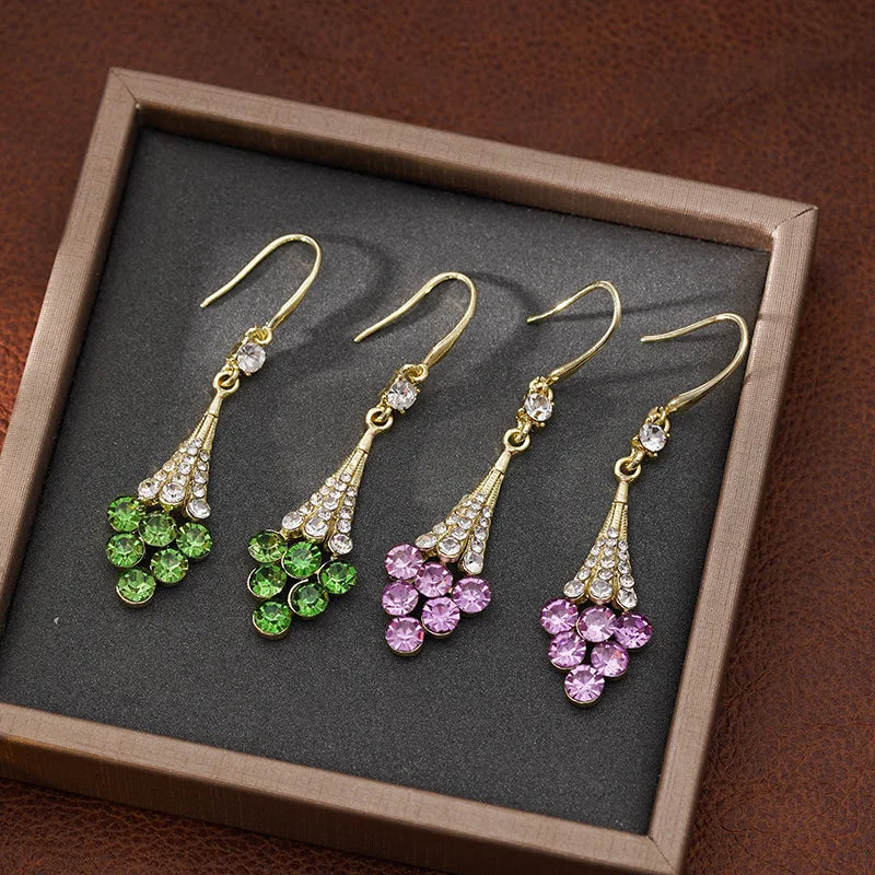 Exquisite Purple Zircon Long Pendant Earrings for Women