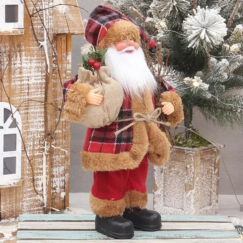 Christmas Decor for Home Santa Claus Plush Doll Window Decoration Supplies 30cm Standing Fairy Garden Gift Xmas Ornaments