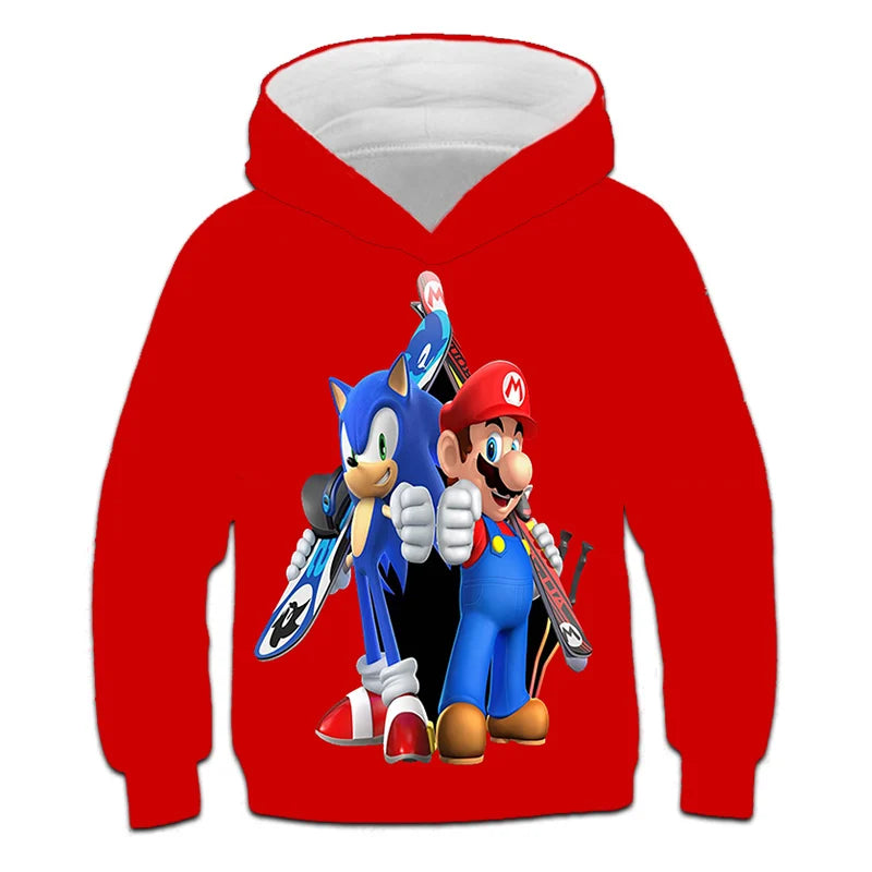 Japanese anime Sonic children's boy cartoon hoodie sweatshirt  3D printed cartoon boy and girl hoodie sweatshirt