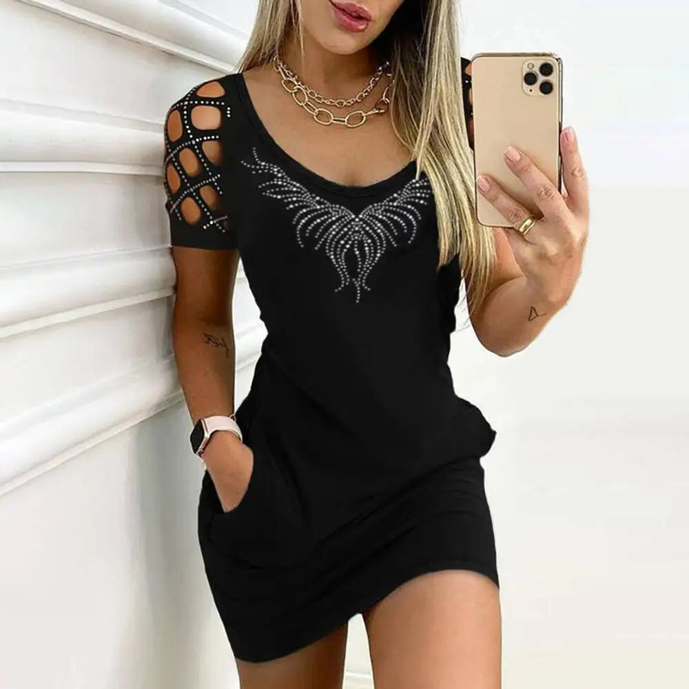 Summer Slim Fit Short Skirt Elegant Pullover Female Midi Dresses