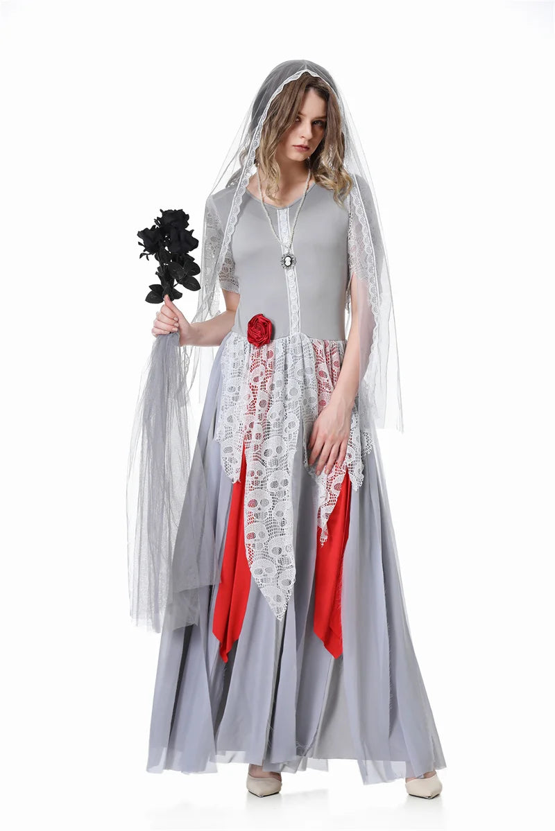 Adult Scary Ghosts Bride Costume Women Zombie Vampire Cosplay Outfit