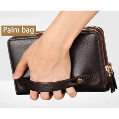 Leather Clutch Bag for Man Long Wallet Fashion Luxury Purse Square Bolsas Card Phone Pouch Hand Porter Bag