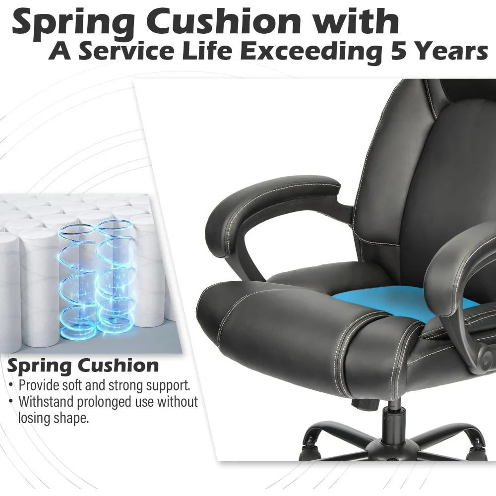 Office Chair Desk Chair Computer Chair with 5-Year hydrolysis-Resistant Leather Spring Cushion Ergonomic