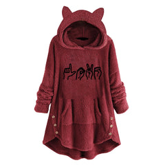 Everyday Print Long Sleeve Sweatshirt Women's Hooded Drawstring Sweatshirt Kpop Pullovers