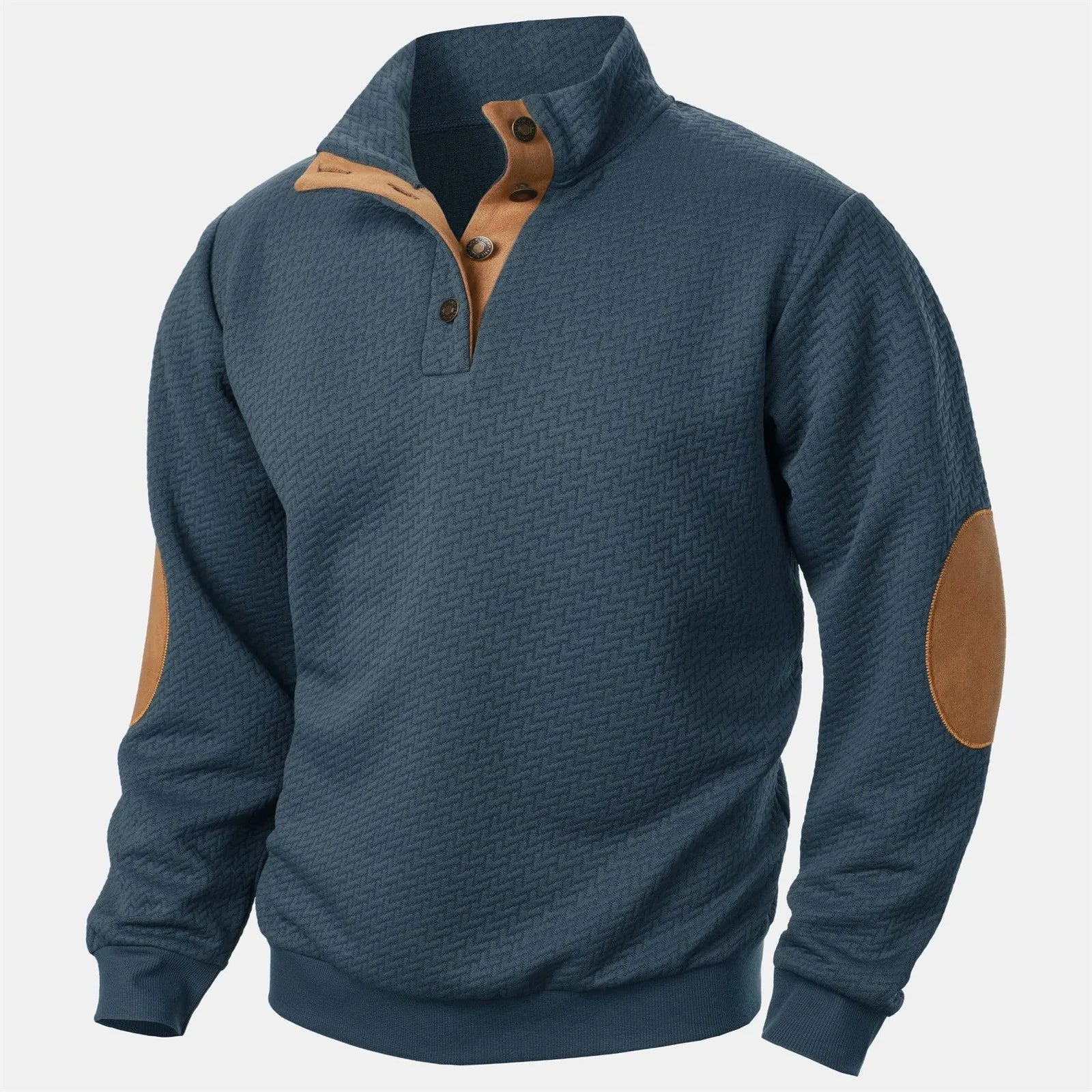 Sweatshirt Men Outdoor Casual Buttoned Stand Collar Pullover