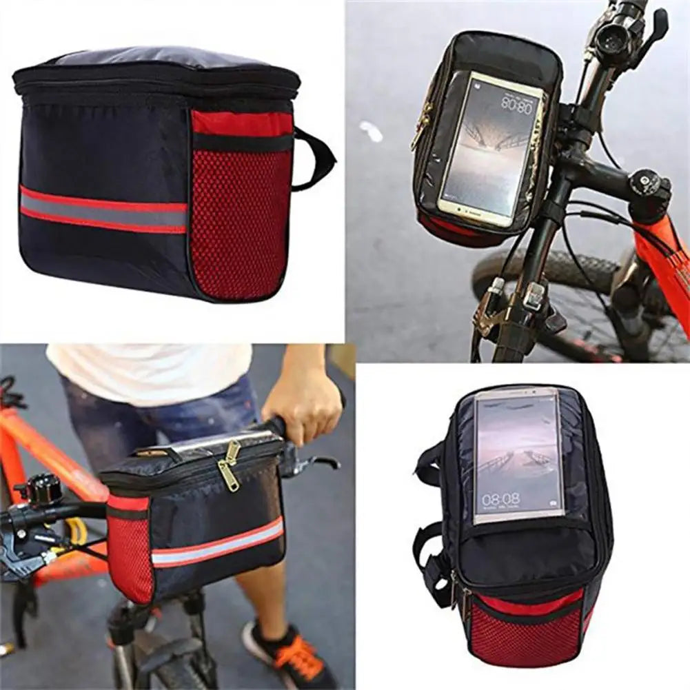 Bike Front Tube Bag Waterproof Reflective Strip Bicycle Handlebar Basket Pack Cycling Front Frame Pannier