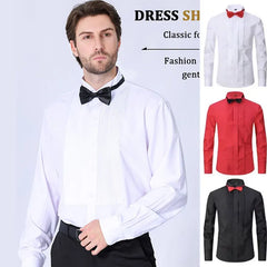 American size men's tuxedo shirt long sleeve spring and summer fashion new non-ironing formal business solid color plus size