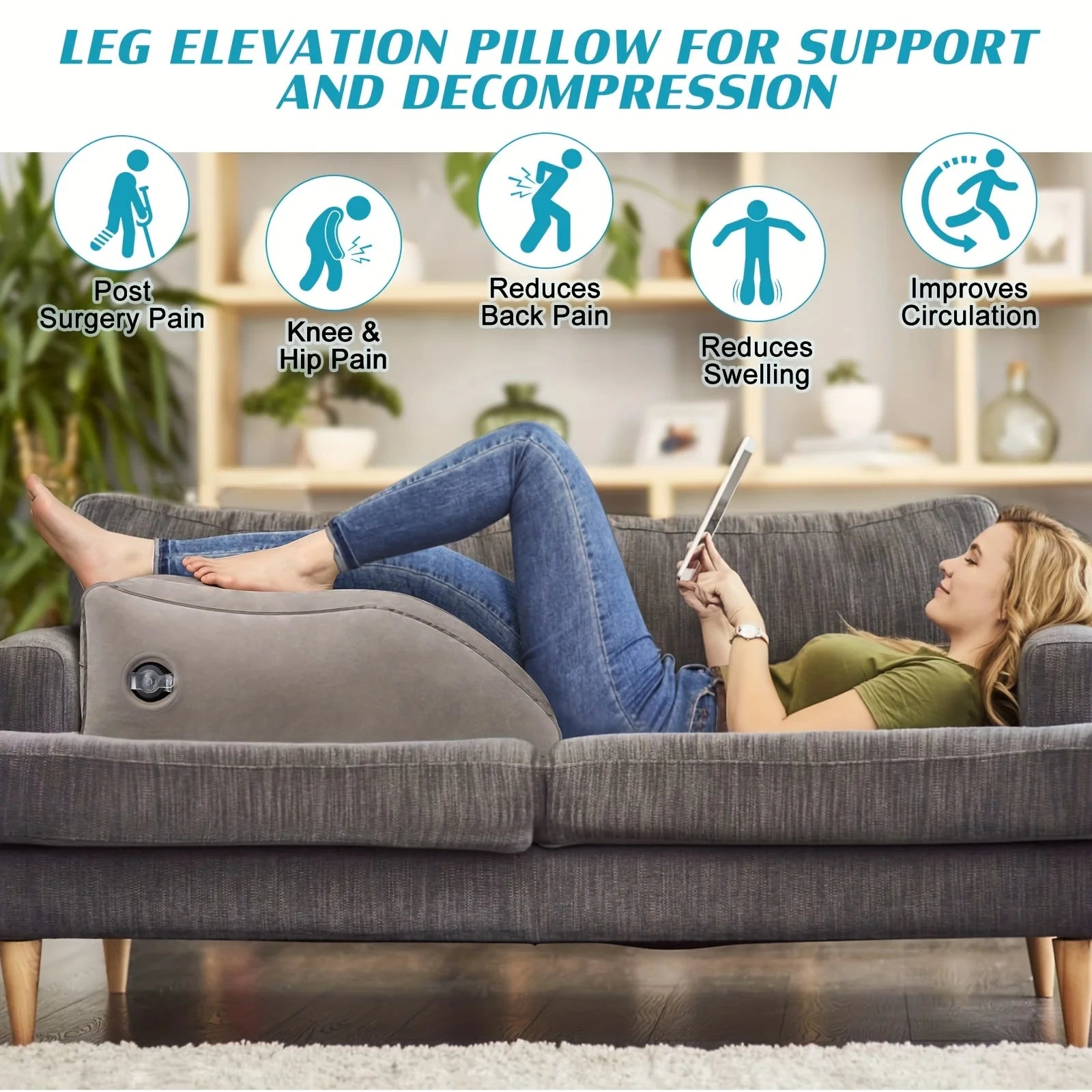 Inflatable Spot Leg Pillow Fracture Raised Plush Leg Pad Outdoor Wedge-shaped Knee Relaxation Fatigue Relief