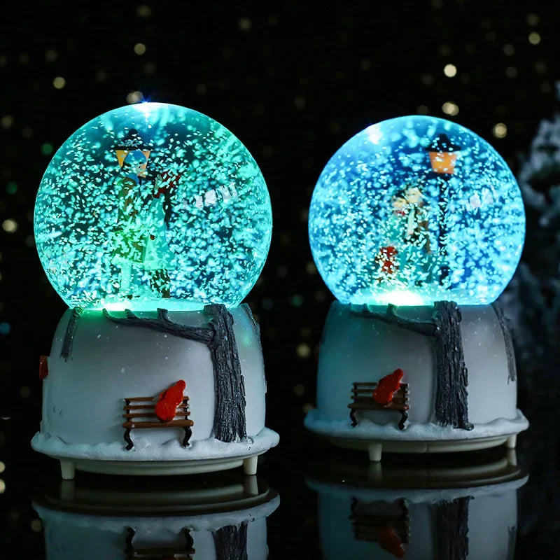 Sky City Music Box Automatic Snowfall Crystal Ball Birthday Gift Resin Crafts Desktop Ornament