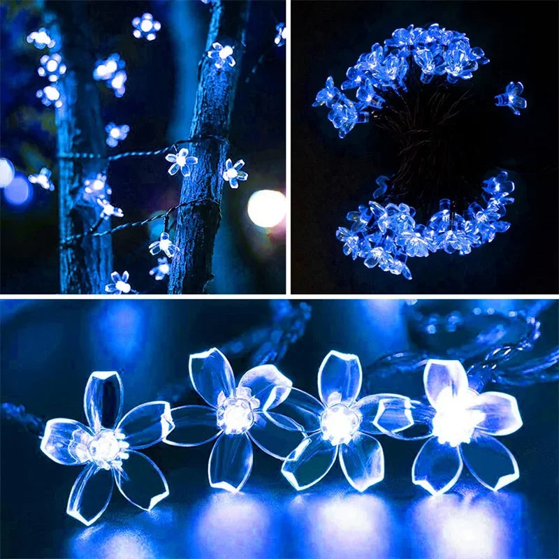 Solar Garden Light Flower Outdoor Solar  String Lights Waterproof Fairy Simulation Floral Garlands Lamp