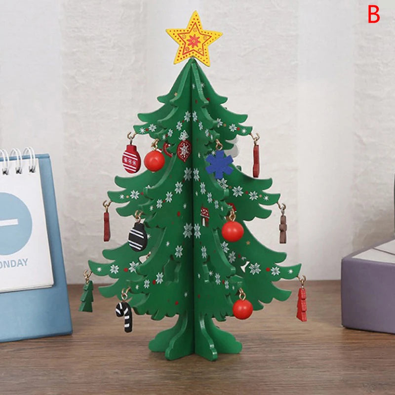 Handmade DIY Stereo Wooden Christmas Tree Xmas Tree Children's Layout Christmas Decorations