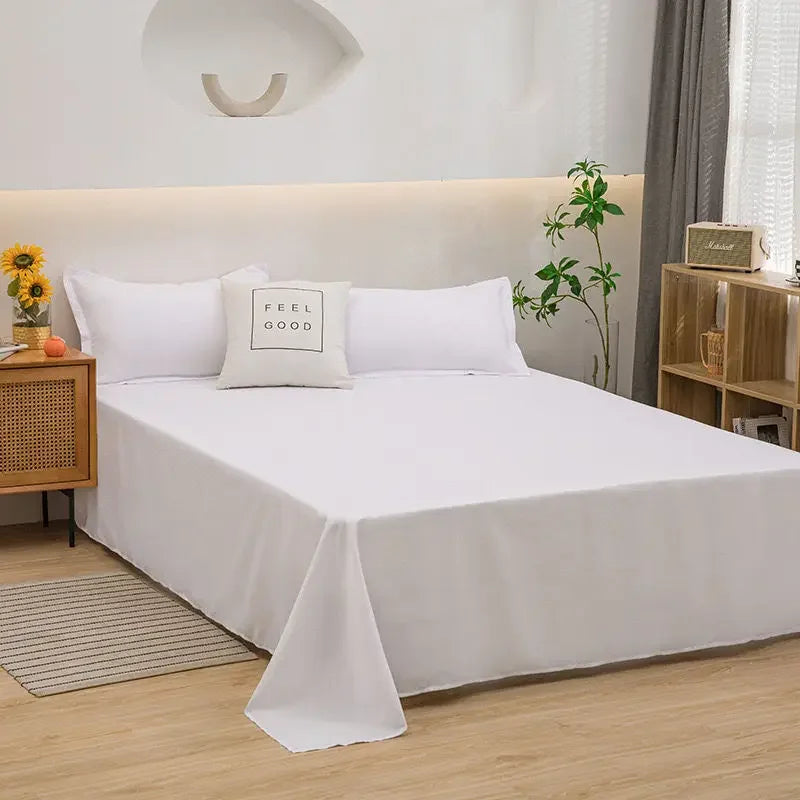 Luxury Bed Sheets Soft Comfortable Cotton Flat Sheet Solid Color Bedsheet