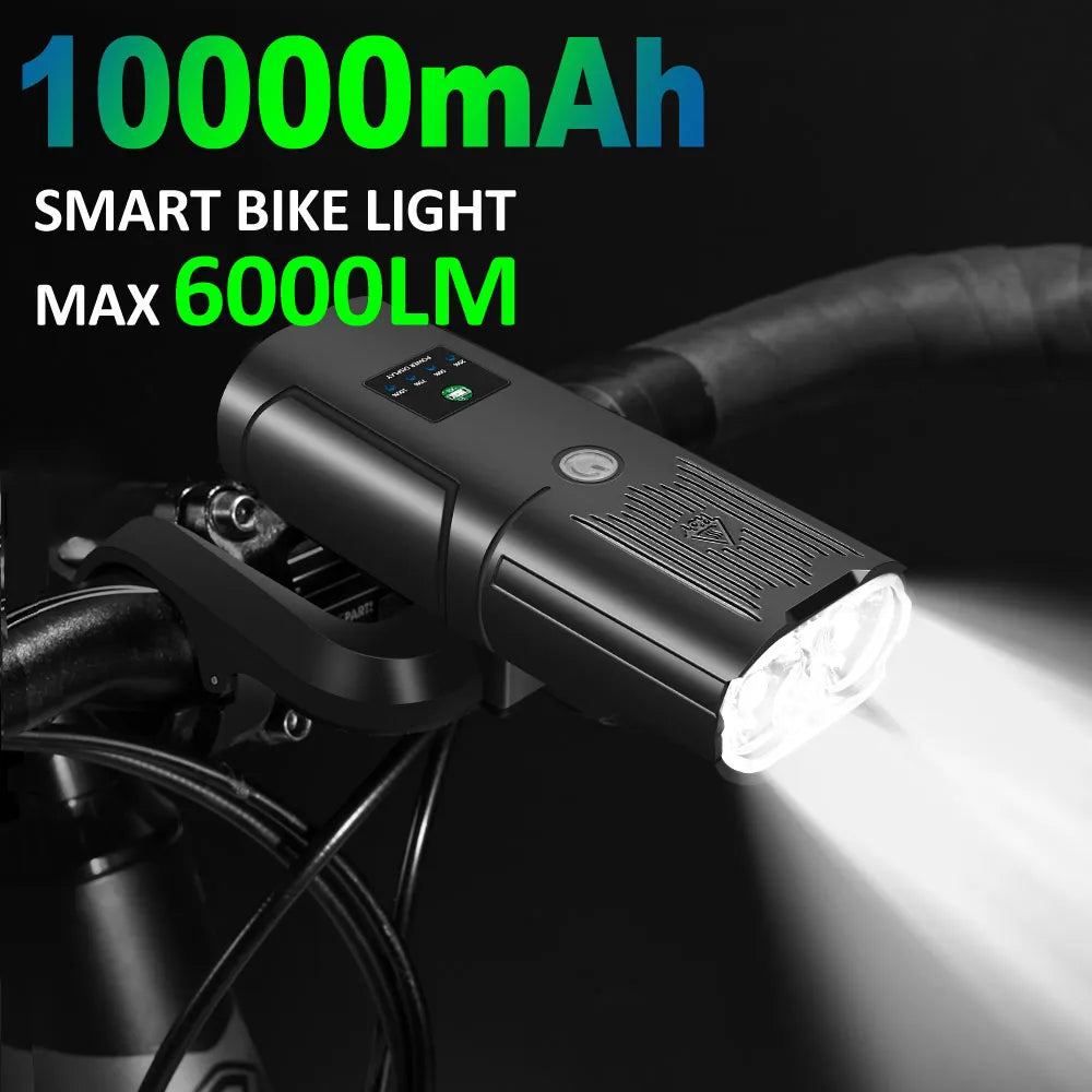 Smart Bicycle Light Front 10000mAh Bike Light 6000Lumen Waterproof  USB Charging MTB Road Cycling Lamp