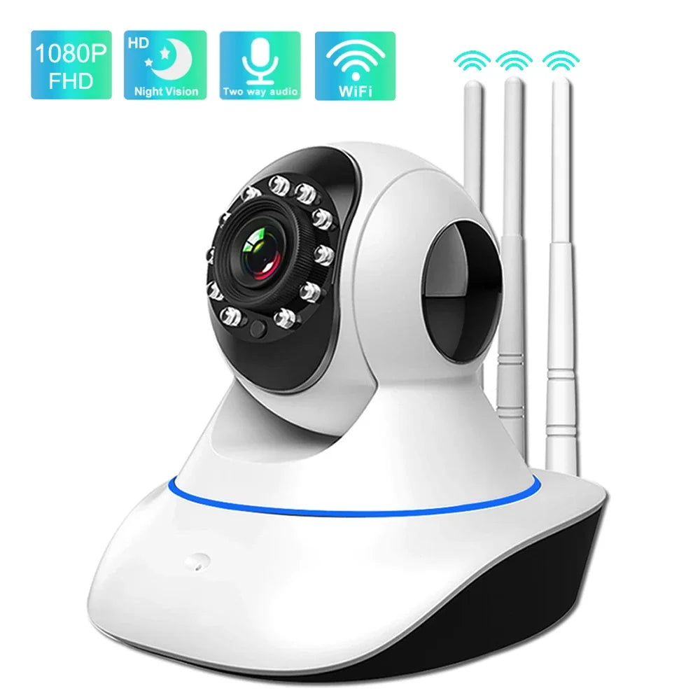 Infrared 360º Rotation 3 Antennas 3 Antennas Wifi Ip Camera Security Protection