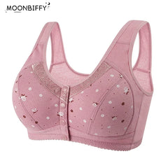 Bra Cotton Women Wire Free Bras Push Up Front Closure Underwear