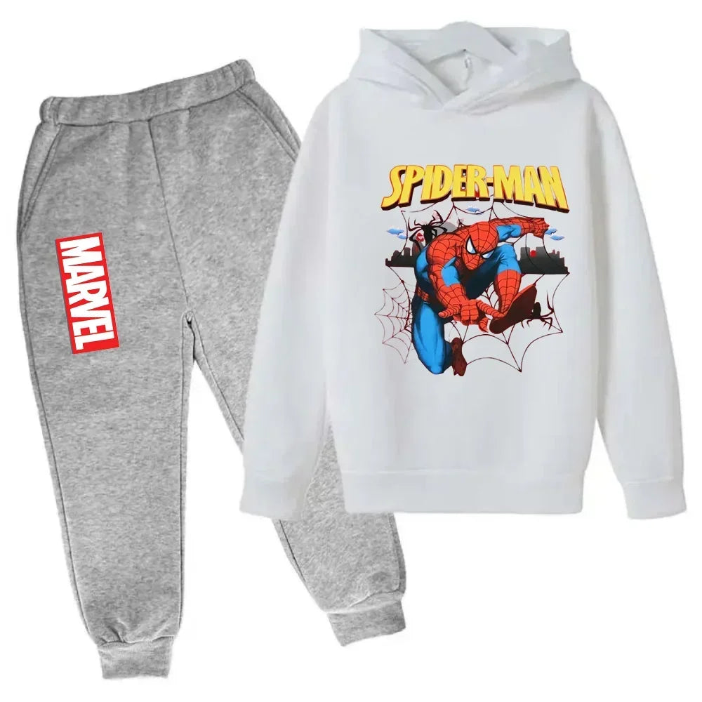 Marvel Spiderman Kids Hoodies Pant Suit 2pcs Set Boy Girl Spring Autumn Sweatshirt Clothes Tracksuits Children Hooded Sportsuit