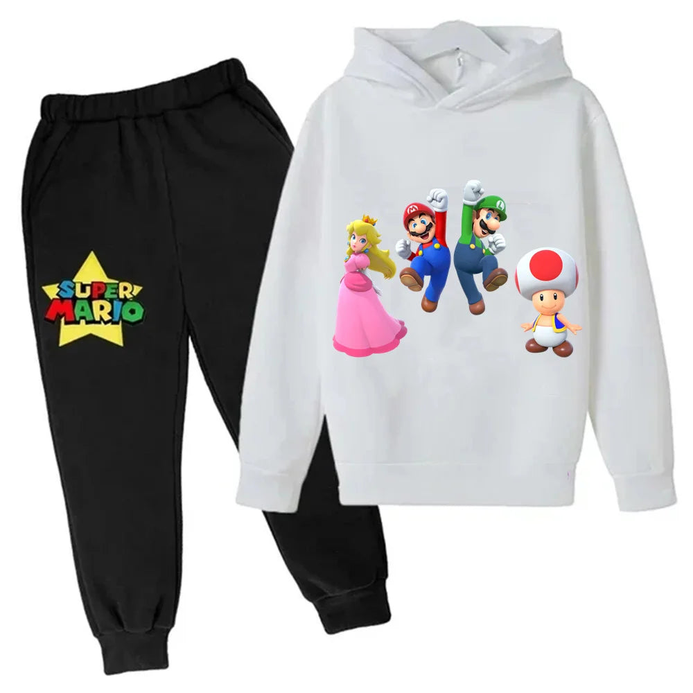 Kids Super Mario Bros Boy Girl Hoodie Suit Spring Autumn Kids Hooded Sportswear