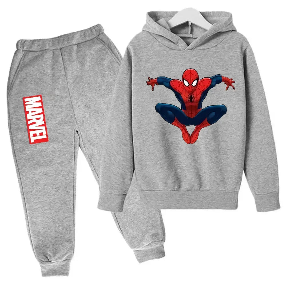 Marvel Spiderman Kids Hoodies Pant Suit 2pcs Set Boy Girl Spring Autumn Sweatshirt Clothes Tracksuits Children Hooded Sportsuit