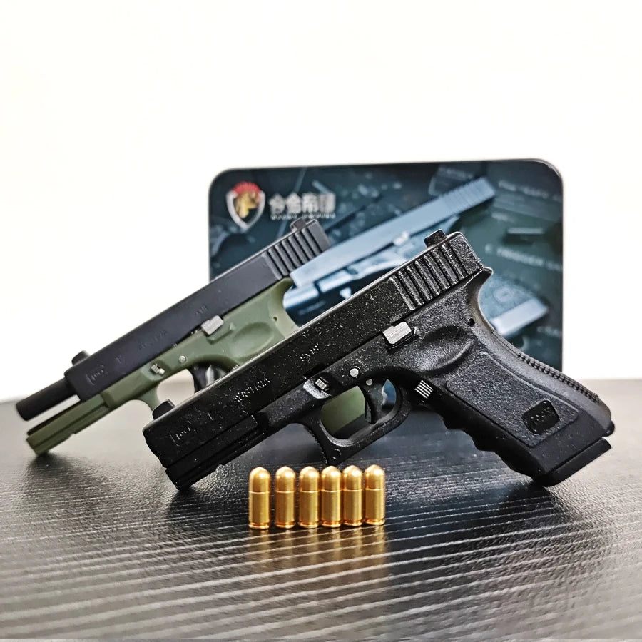 Alloy Empire Glock G17 G34 Pistol Model Shell Ejection Mini Toy Gun Keychain Weapon Metal Fake Gun Free Assembly With Holster