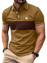 Men's Button Polo Simple Striped Casual Short Sleeved Men's Clothing