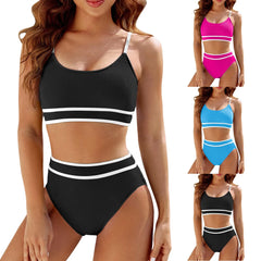 Swimsuit Top Juniors Women's High Waisted Bikini Sets Sporty Two Piece Swimsuit