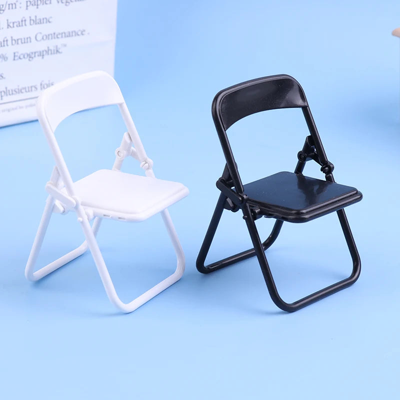 Dollhouse Miniature Black White Mini Chair Folding Chair Armchair Model For Doll House Decor