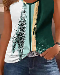 Tie Dye Print Eyelet Casual Tank Top Women Summer Spring Sleevless Fashion Tanks Tops Camis