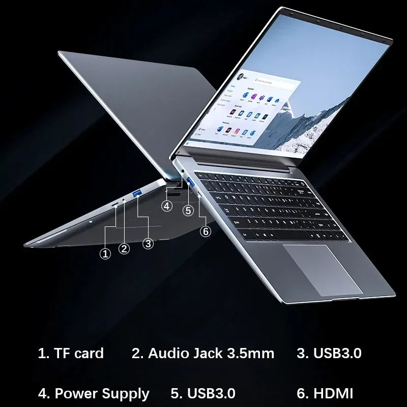 Windows 11 Pro Ultra Slim Notebook 14.1 Inch Intel Pentium N3700 16GB 1024GB Office Study PC Computer