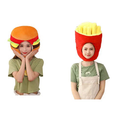 Food Hat Hamburger Fries Chips Cap Costume Cosplay Carnival Dress