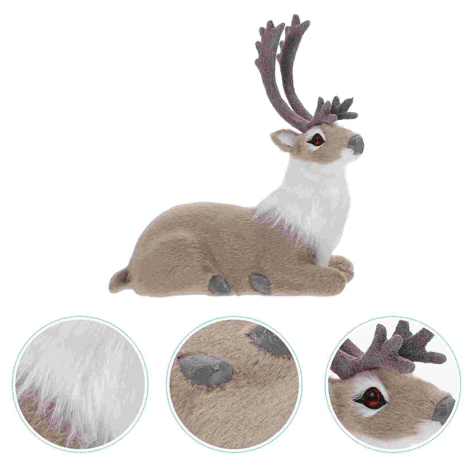 Simulation Elk Decoration Realistic Deer Ornament Animal Models Candies Xmas Christmas Tree Static Applique Wild