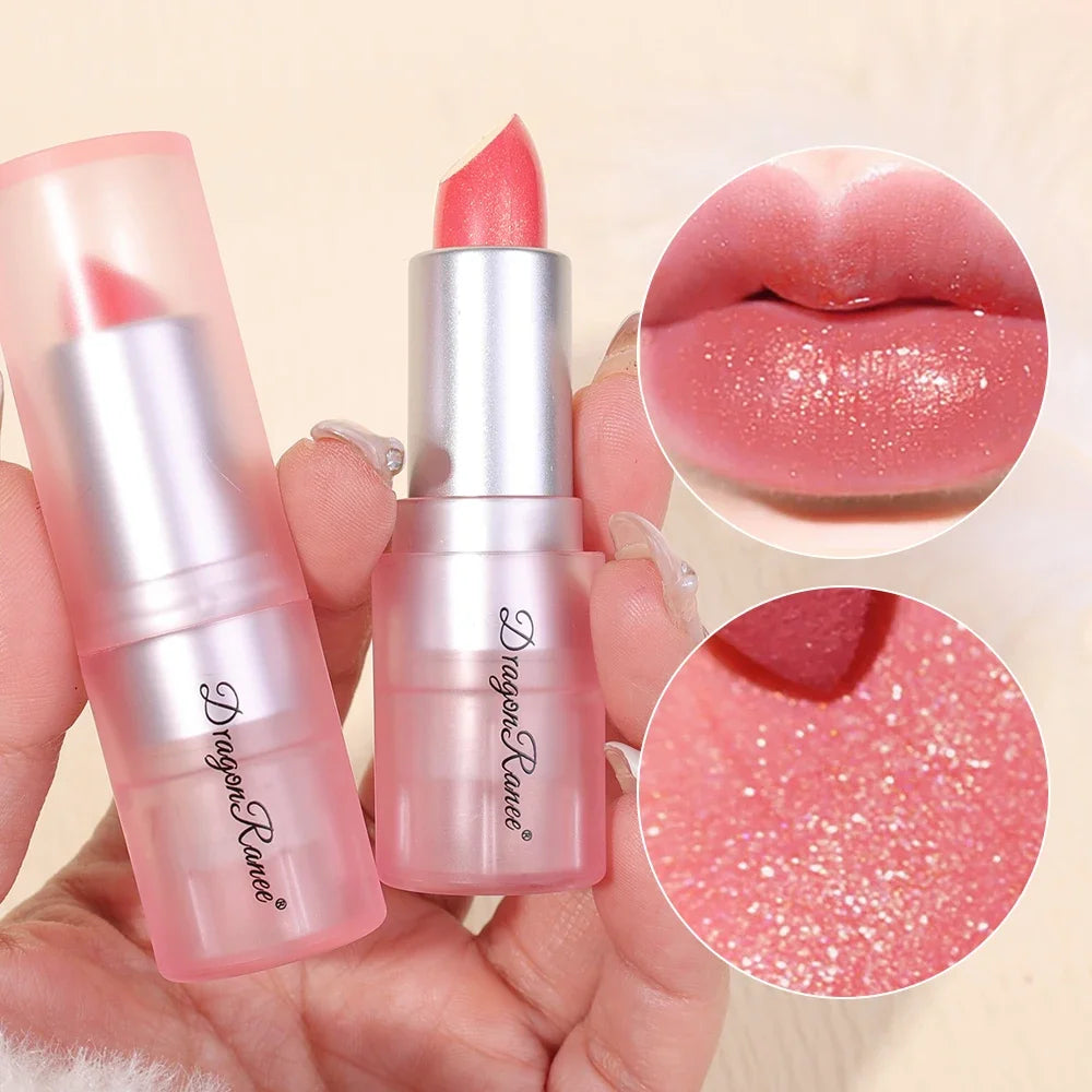 Glitter Lipstick Waterproof Nude Lips Makeup Moisturizing Lip Gloss