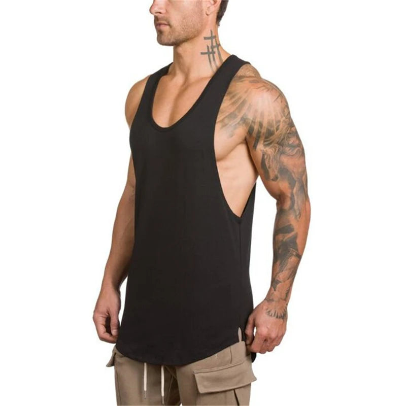 Cotton Singlets Canotte Bodybuilding Tank Top Men’s Fitness Sleeveless T-shirts Gym Clothing High Quality