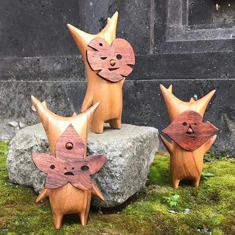 Wooden Korok Statue Home Decoration Handicraft Craft For Game Lovers Zelda Breath Of The Wild Puppet Toy Decoration Gif