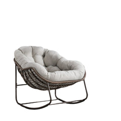 Outdoor Rattan Rocking Chair,Padded Cushion Rocker Recliner Chair Outdoor for Front Porch, Living Room, Patio, Garden