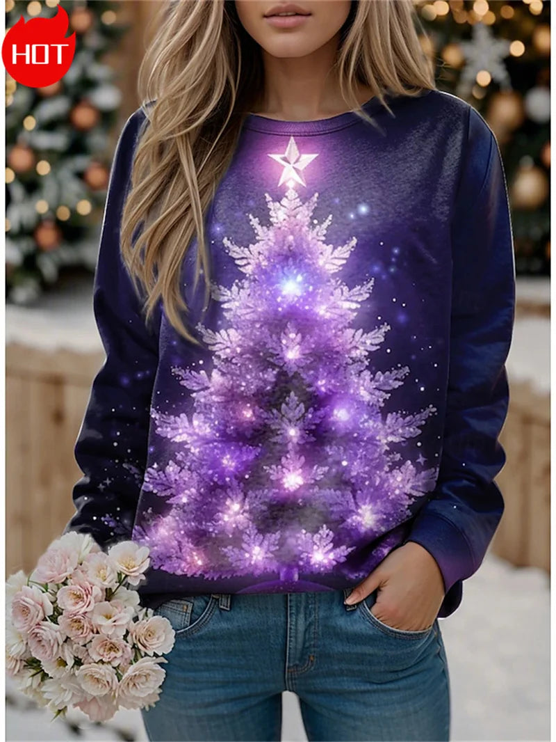 Harajuku 3D Cute Rabbits Printing Sweatshirts Christmas Tree Graphic New In Sweaters