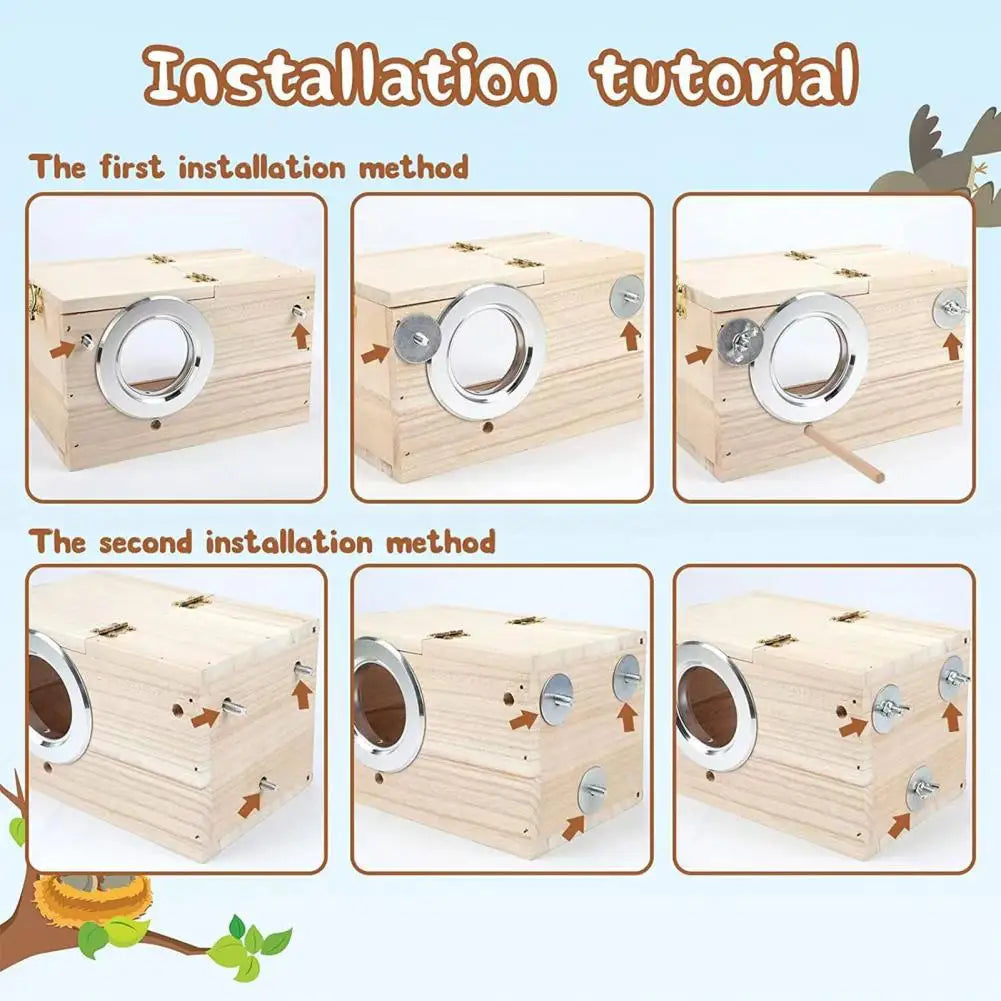 Bird House Nest Easy to Clean Parrot House Smooth Edges Parakeet Nesting Box Bird Supplies