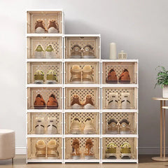 Folding Shoes Organizer, Clear Shoe Box, Large Storage Shoe RacK